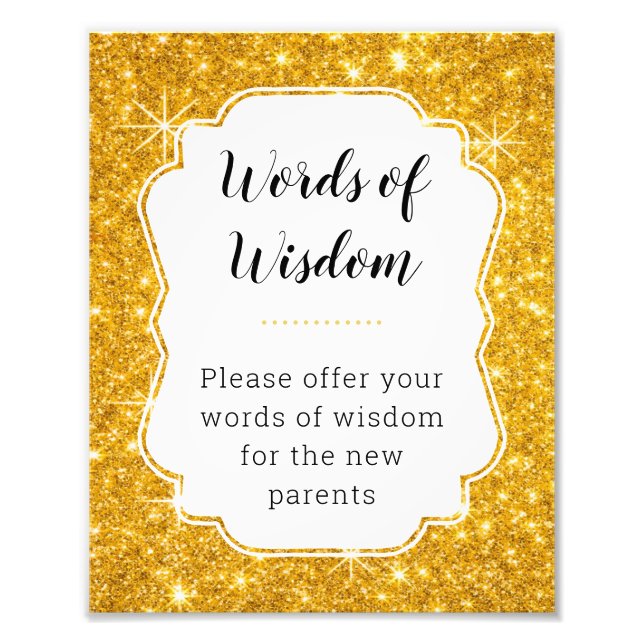 Impression Photo Panneau Baby shower Gold Words Wisdom Advice (Devant)