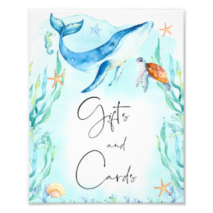 Impression Photo Panneau Cadeaux Baby shower de mer bleu Aquarelle