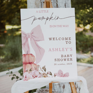 Impression Photo Panneau de bienvenue pour baby shower Coquette ros