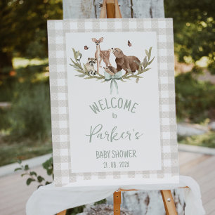 Impression Photo Panneau de bienvenue pour Baby Shower Rustique Bei