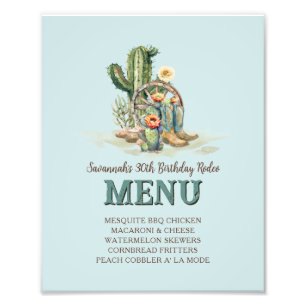 Impression Photo Panneau de menu Personnalisé Turquoise Cactus West