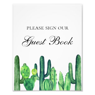 Impression Photo Panneau de réservation de cactus vert. Cactus mari