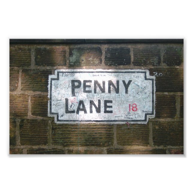 Impression Photo Panneau de rue Penny Lane, Liverpool Royaume-Uni (Devant)