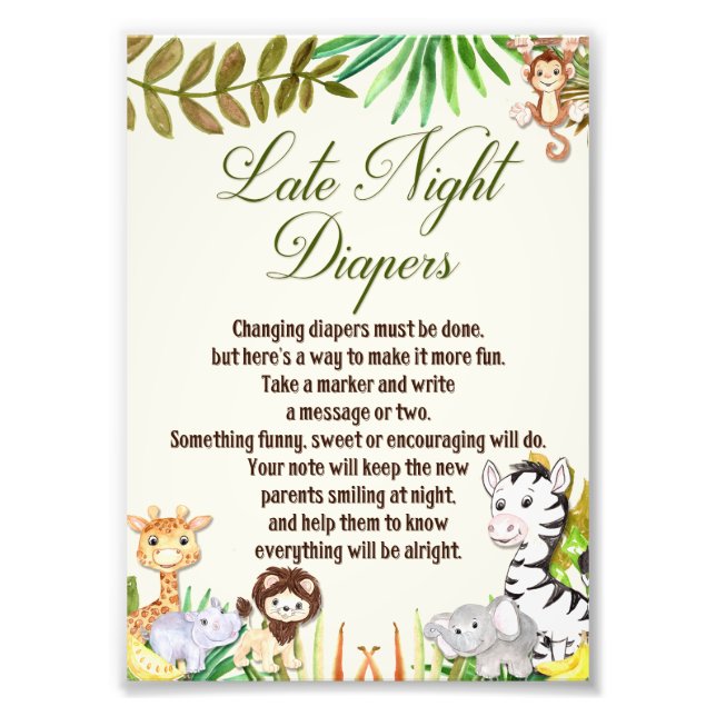 Impression Photo Panneau Diapeurs de nuit, Baby shower, Safari (Devant)