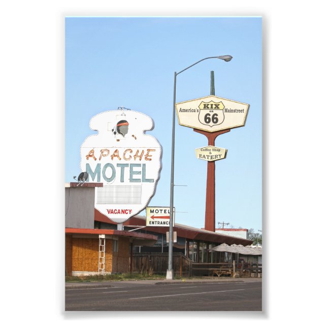 Impression Photo Panneau Motel Apache, Tucumcari, Nouveau-Mexique (Devant)