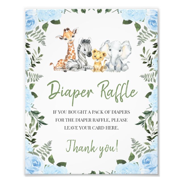 Impression Photo Panneau rose  Blue Safari Baby shower Déchets (Devant)