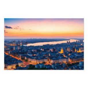 Impression Photo Panorama de la ville au coucher du soleil