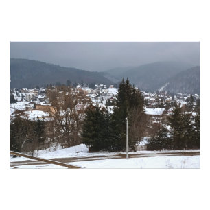Impression Photo Panorama du village d'hiver - Paysage rural Rouman