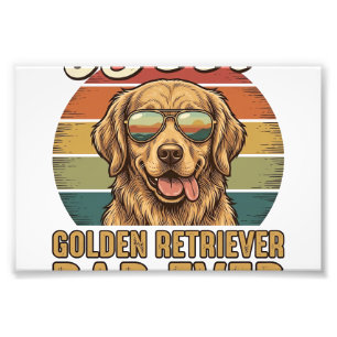 Impression Photo Papa Golden Retriever Ever Chemise Vintage Sunset 
