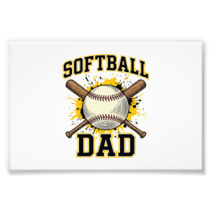 Impression Photo Papa Softball Vintage Varsity Dessin Bats Croisés_