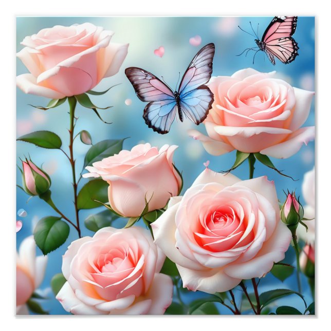Impression Photo Papillon bleu rose doux (Devant)