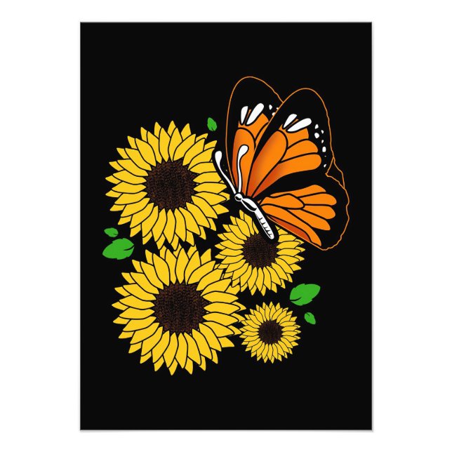 Impression Photo Papillon Dans Le Jardin Des Tournesols (Devant)