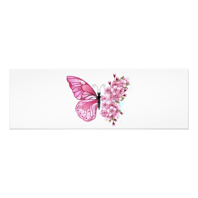 Impression Photo Papillon de fleurs avec Sakura rose (Devant)