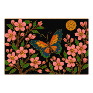 Impression Photo Papillon Fleur de Cerisier Lune