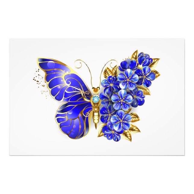 Impression Photo Papillon Saphir Fleur (Devant)