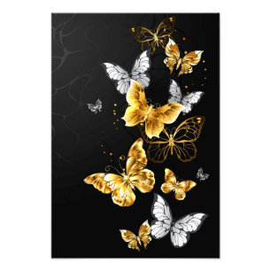 Impression Photo Papillons blancs et dorés