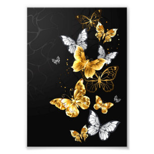 Impression Photo Papillons blancs et dorés