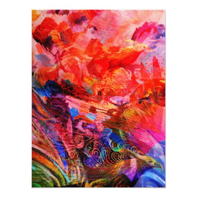 Impression Photo Paradis Floral Oiseau Phoenix Rising Flame Art (Devant)