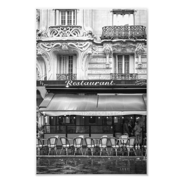 Impression Photo Paris Art Nouveau Café - Noir et Blanc - (Devant)