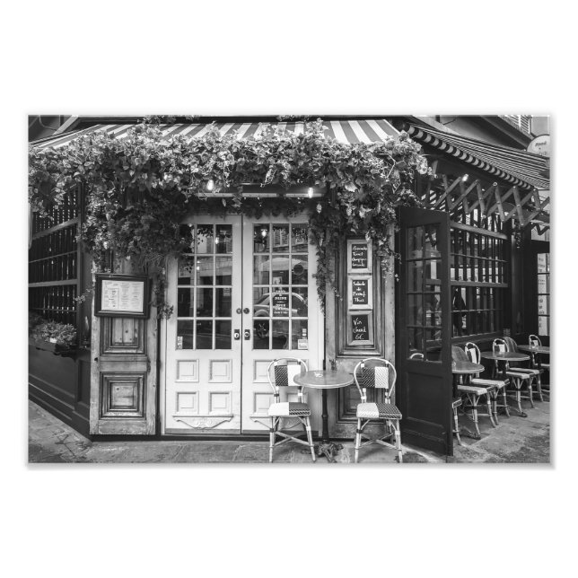 Impression Photo Paris Café - Noir et Blanc - (Devant)