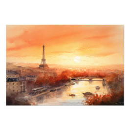 Impression Photo Paris skyline au coucher du soleil