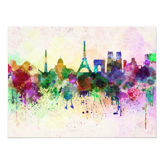 Impression Photo Paris skyline in background watercolor (Devant)