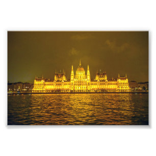 Impression Photo Parlement hongrois, Budapest, Hongrie la nuit