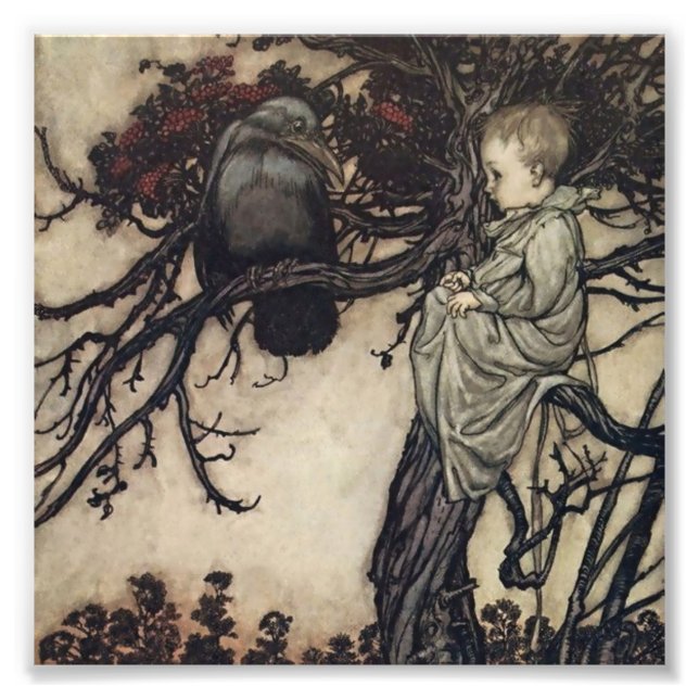 Impression Photo "Parler aux oiseaux" par Arthur Rackham (Devant)
