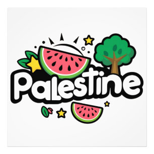 Impression Photo Parole palestinienne mignonne entourée de pastèque