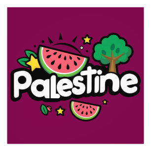 Impression Photo Parole palestinienne mignonne entourée de pastèque