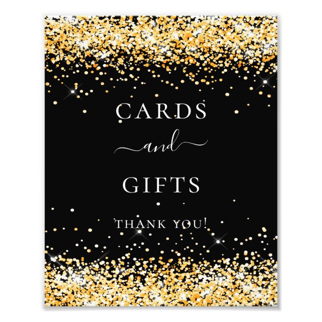 Impression Photo Parties scintillant d'or noir brillant cartes cade (Devant)