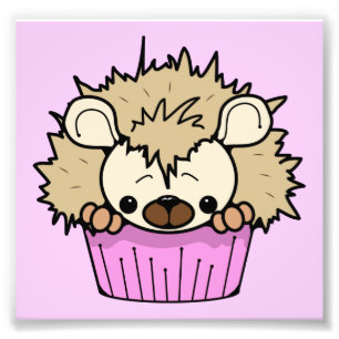 IMPRESSION PHOTO PASTEL PASTEL DE DESSIN DE PCH HÉDGEHOG CUPCAKE H
