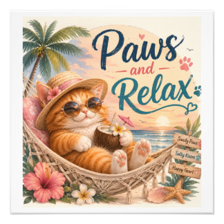 Impression Photo Patte et Relax Plage Chat