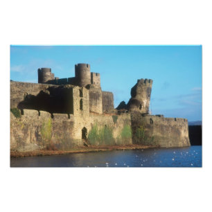 Impression Photo Pays de Galles - Château de Caerphilly, avec vue s