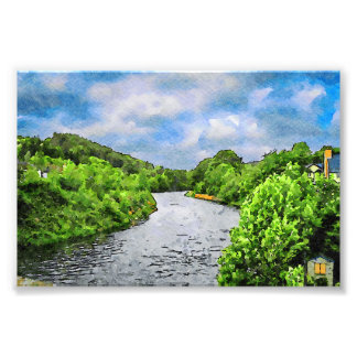Impression Photo Paysage d'aquarelle d'une rivière dans le comté de