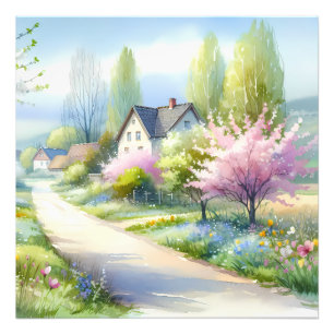 Impression Photo Paysage de campagne aux fleurs enchantées
