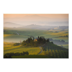 Impression Photo Paysage de colline de la Toscane au lever de