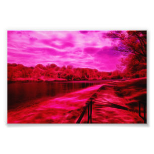 Impression Photo Paysage d'eau infrarouge sombre aux lignes électri