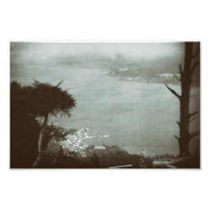 Impression Photo Paysage Fog Hillside Lake Valley Sous Vintage