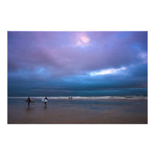Impression Photo Paysage marin de ciel pourpre sombre et orageux, p