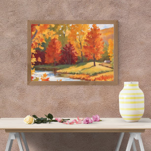 Impression Photo Paysage paisible de la rivière d'automne