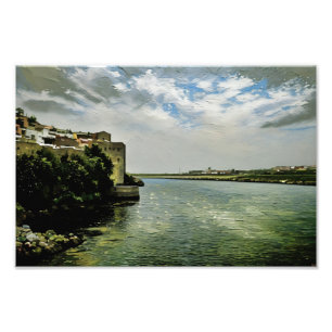 Impression Photo Paysage pittoresque De Riverside Sous Un Ciel Nuag