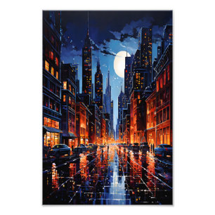 Impression Photo Paysage Urbain Vibrant la Nuit Art Urbain