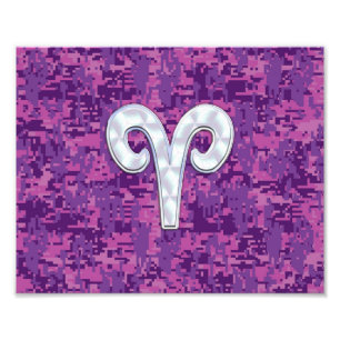 Impression Photo Pearl Like Aries Zodiac Sign on Camo numérique