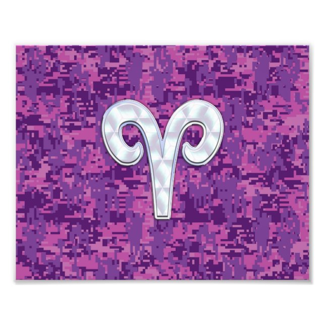Impression Photo Pearl Like Aries Zodiac Sign on Camo numérique (Devant)