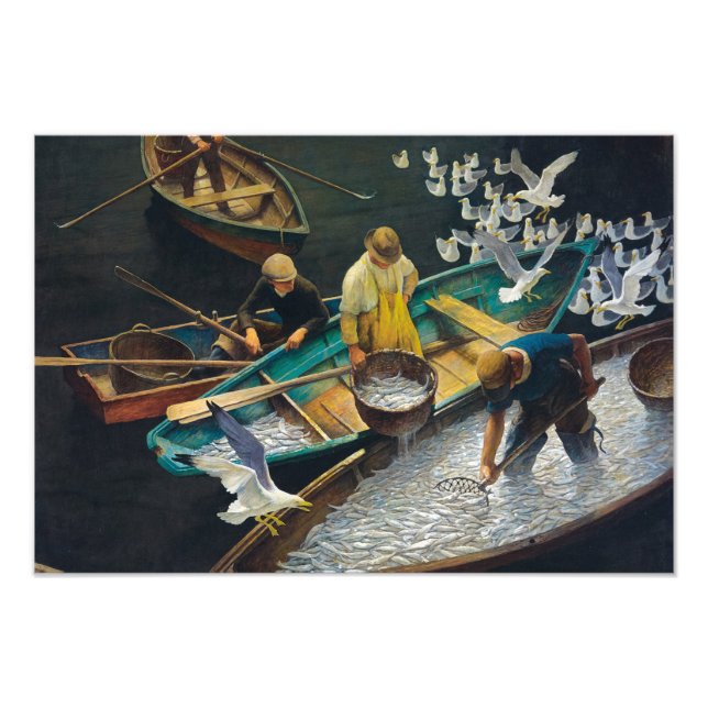Impression Photo Pêcheurs de Dark Harbor par Newell Convers Wyeth (Devant)