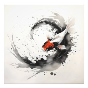 Impression Photo Peinture à l'encre de poisson Koi