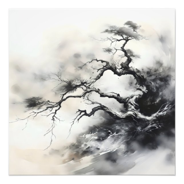 Impression Photo Peinture Abstraite à l'encre de l'arbre naturel (Devant)