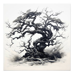Impression Photo Peinture Abstraite à l'encre de l'arbre noir