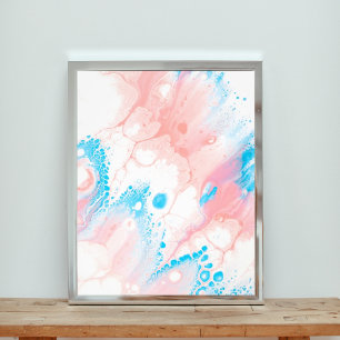 Impression Photo Peinture Abstraite rose et bleue